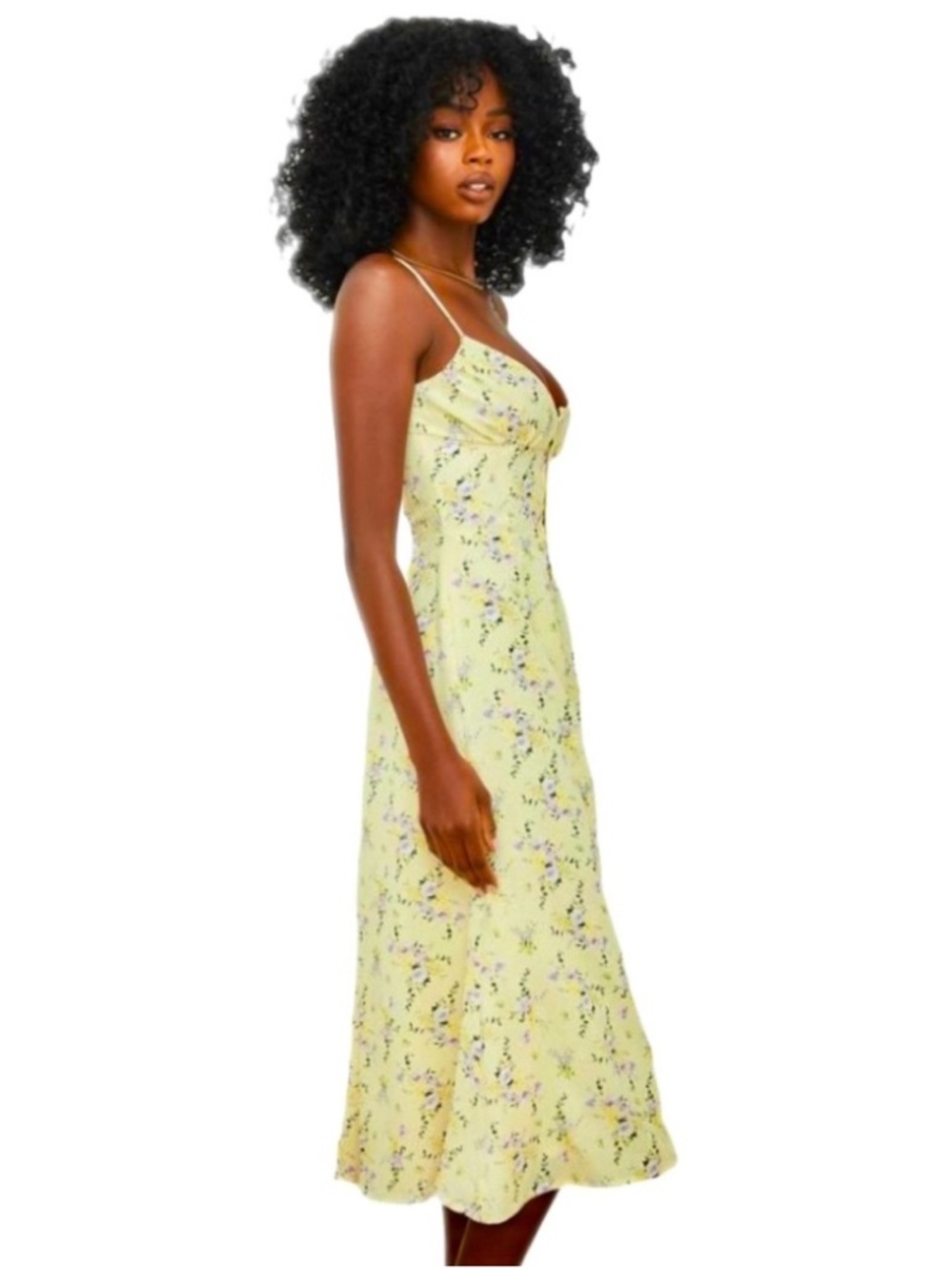 HOUSE OF CB “Annabella” lemon floral midi sun dress💛💛 - Picture 3 of 12